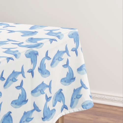 Watercolor Blue Whale Pattern Tablecloth