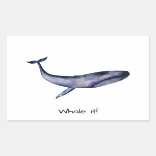 Watercolor Blue Whale Rectangular Sticker