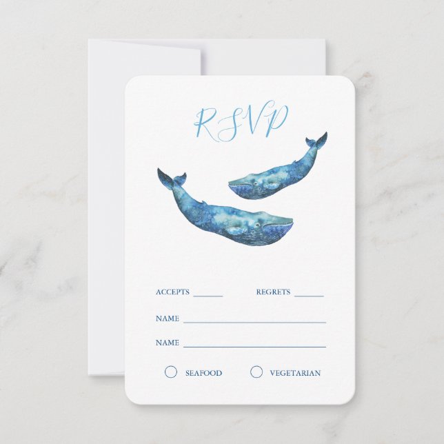 Watercolor Blue Whale RSVP (Front)