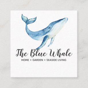 Watercolor Blue Whale Square Business Card