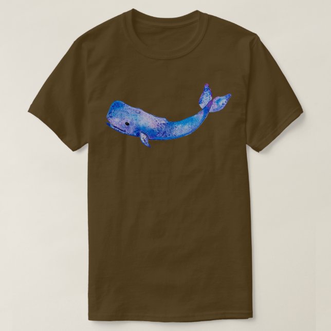 Watercolor Blue Whale T-Shirt (Design Front)