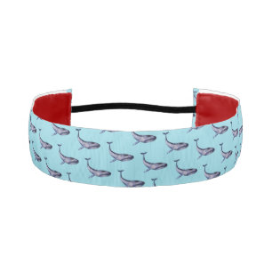 Watercolor Blue Whale Teal Athletic Headband