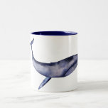Watercolor Blue Whale Two-Tone Coffee Mug