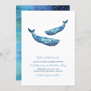 Watercolor Blue Whale Wedding Invitation by Charmalot at Zazzle