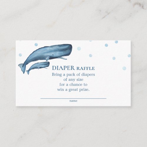 Watercolor Blue Whales Baby Shower Diaper Raffle Enclosure Card