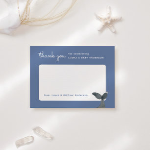 Watercolor Blue Whales Baby Shower Thank You Card
