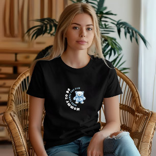 Watercolor blue white baby shower boy bear black T-Shirt