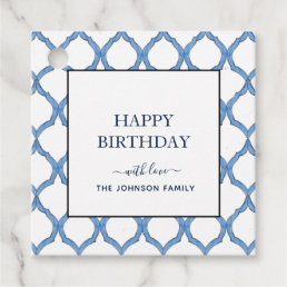 Watercolor Blue &amp; white Happy Birthday gift tags