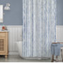 Watercolor Blue White Painted Striped Beach Decor  Shower Curtain