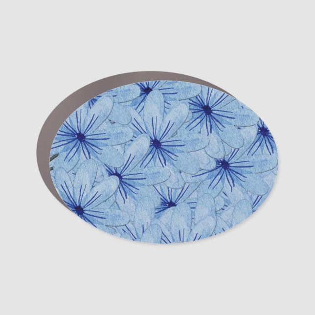 Watercolor Blue Wild Flowers Bouquet Car Magnet (Front)
