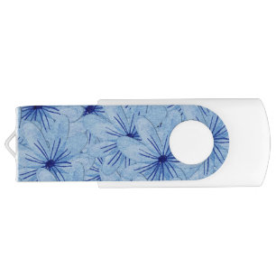 Watercolor Blue Wild Flowers Bouquet Flash Drive