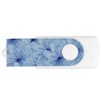 Watercolor Blue Wild Flowers Bouquet Flash Drive
