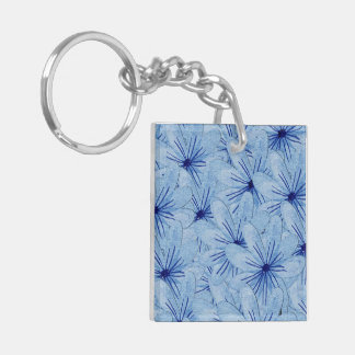 Watercolor Blue Wild Flowers Bouquet Keychain