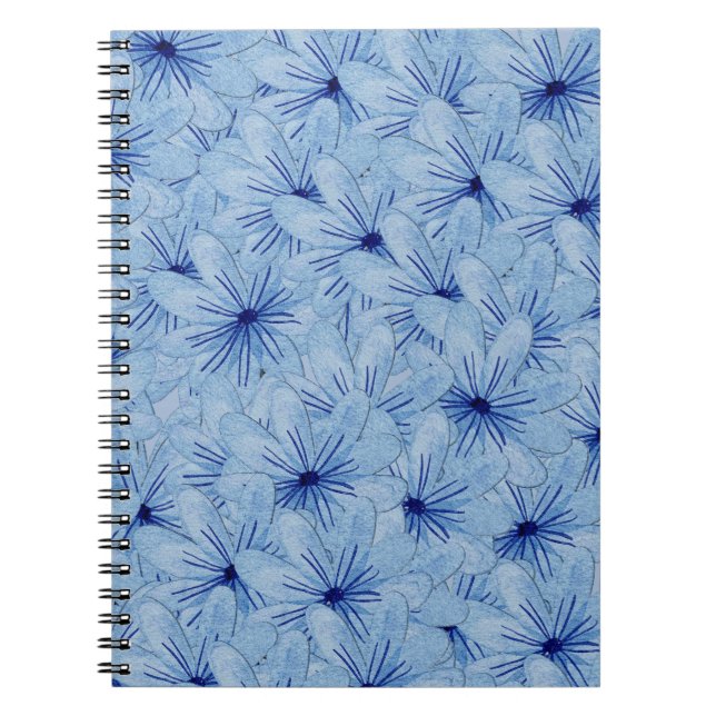 Watercolor Blue Wild Flowers Bouquet Notebook (Front)