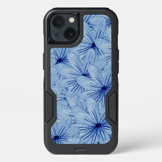 Watercolor Blue Wild Flowers Bouquet Otterbox iPhone Case (Back)