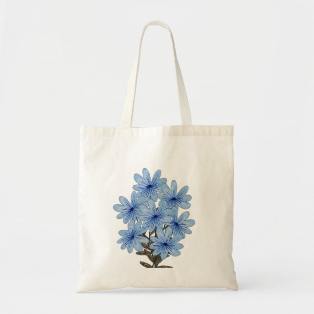 Watercolor Blue Wild Flowers Bouquet Tote Bag (Front)