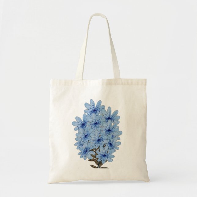 Watercolor Blue Wild Flowers Bouquet Tote Bag (Front)