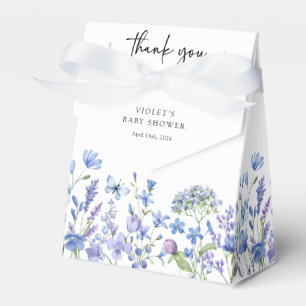 Watercolor Blue Wildflower Baby Shower Favor Boxes