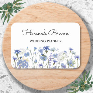 Watercolor Blue Wildflower Garden Floral Name Tag
