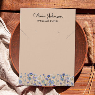 Watercolor Blue Wildflower Jewelry Display Card