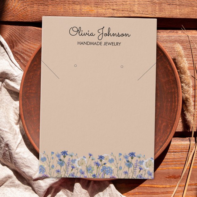 Watercolor Blue Wildflower Jewelry Display Card (Close up 1)