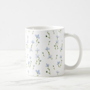 Watercolor Blue Wildflower Pattern Coffee Mug