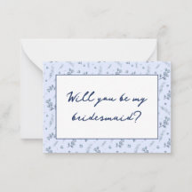 Watercolor Blue Wildflowers Bridesmaid Proposal