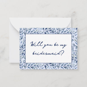 Watercolor Blue Wildflowers Bridesmaid Proposal Note Card