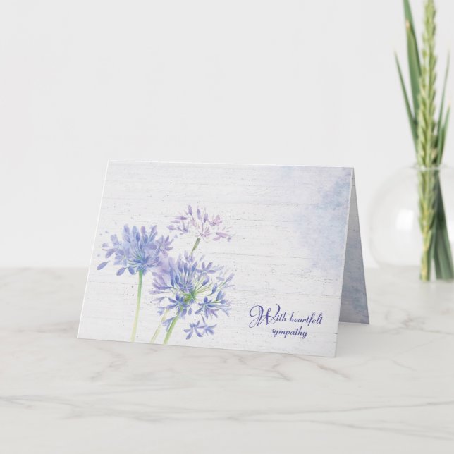 Watercolor Blue Wildflowers Sympathy Card (Front)