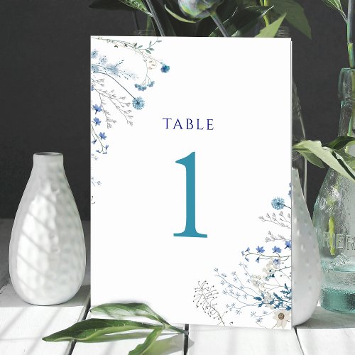 watercolor blue wildflowers Table Number 1