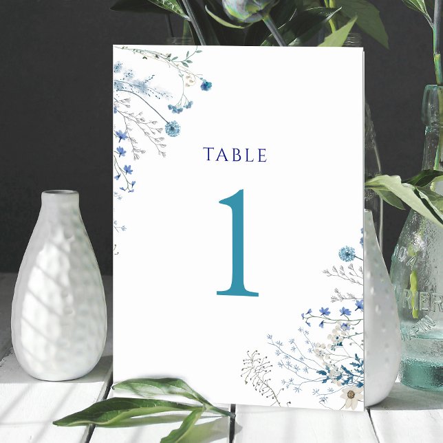 watercolor blue wildflowers Table Number 1 (Creator Uploaded)
