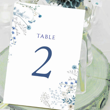 Watercolor Blue Wildflowers Table Number 2 by amoredesign at Zazzle