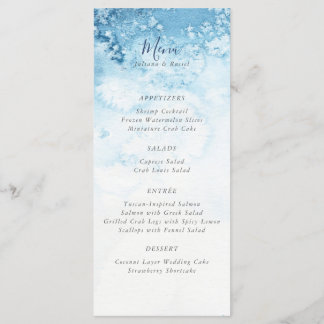 Watercolor Blue Winter Wedding Menu