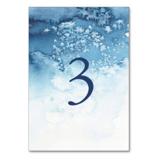 Watercolor Blue Winter Wedding Table Number