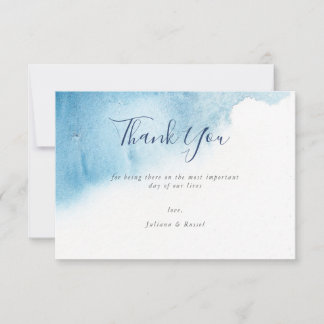 Watercolor Blue Winter Wedding Thank You Card