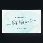 Watercolor Blue x Gold Bat Mitzvah Banner<br><div class="desc">This chic and elegant banner features a white background with turquoise blue brush strokes in watercolor and faux gold splatters. Personalize it for your needs. You can find more matching products at my store.</div>