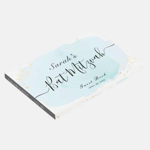 Watercolor Blue x Gold Bat Mitzvah Guest Book