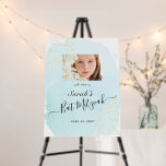 Watercolor Blue x Gold Bat Mitzvah Photo Welcome Foam Board<br><div class="desc">This chic and elegant bat mitzvah welcome sign/sign photo foam board features a white background with turquoise blue brush strokes in watercolor and faux gold splatters. Personalize it for your needs. You can find more matching products at my store.</div>