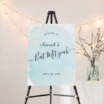 Watercolor Blue x Gold Bat Mitzvah Welcome Foam Board<br><div class="desc">This chic and elegant bat mitzvah welcome sign/sign foam board features a white background with turquoise blue brush strokes in watercolor and faux gold splatters. Personalize it for your needs. You can find more matching products at my store.</div>