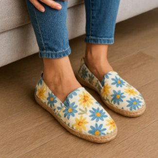 Watercolor Blue & Yellow Daisy Flowers Afridrilles