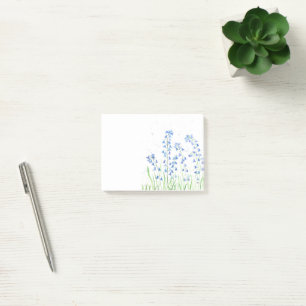Watercolor bluebells flowers forest woodlands chic post-it notes