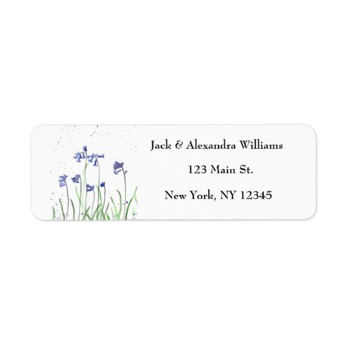 Watercolor Bluebells Flowers Return Address Label