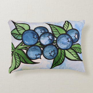 Watercolor Blueberries Accent Pillow