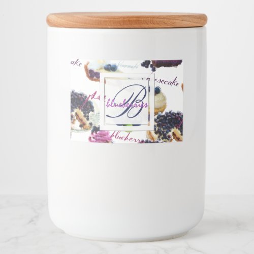 Watercolor Blueberries and Sweets Monogram Food Label