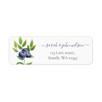 watercolor blueberries blue botanical wedding label