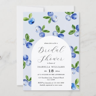 Watercolor Blueberries Bridal Shower Invitation