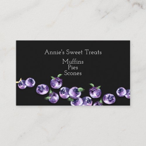 Watercolor Blueberries Business Card