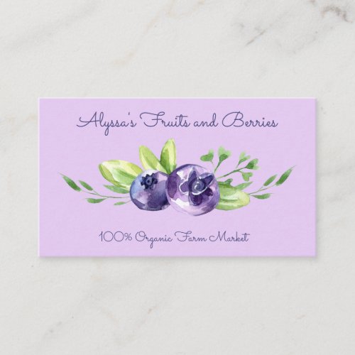 Watercolor Blueberries Business Card