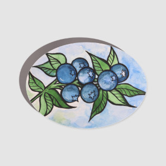 Watercolor Blueberries Car Magnet