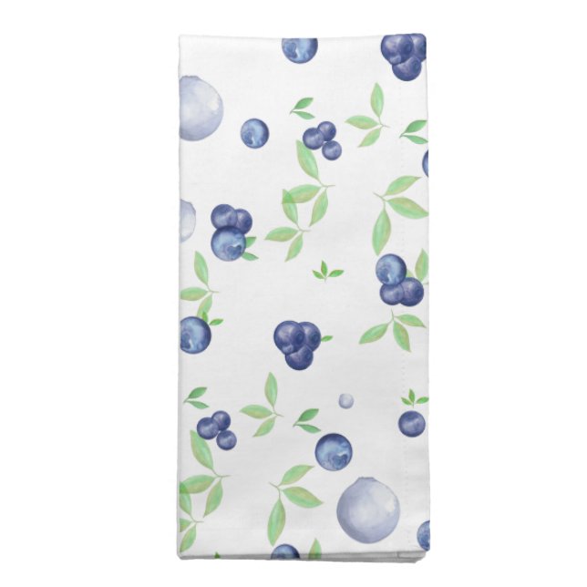 Watercolor Blueberries Cloth Napkin (Folded)